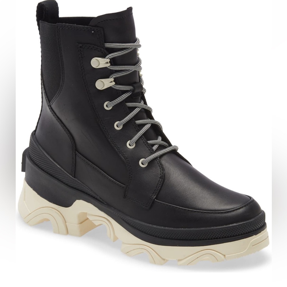 Sorel Brex Lug Sole Lace-Up Boots Wrap Black & white Size US 7